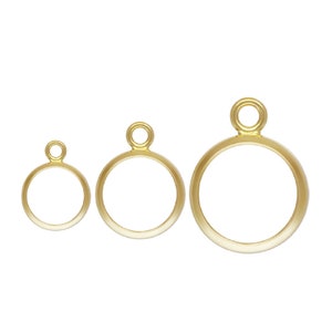 4pcs 14K Gold Filled Bezel Drop Charms, Gold Filled Bezel Charm, Circle Bezel Setting, Bezel Connector, Drop Setting, Fit 3mm 4mm 6mm Stone