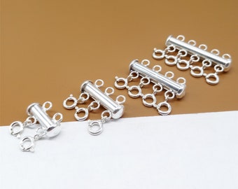 925 Sterling Silver Layered Detangler Clasp 2 3 4 5 6 7 8 Strands, Layering Necklace Clasps, Detangler Spacer Tube Clasp, Bar Clasp