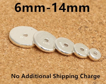 Sterling Silver Round Spacer Beads, 925 Sterling Silver Greek Beads, Disc Beads, Round Beads 6mm 8mm 10mm 12mm 14mm