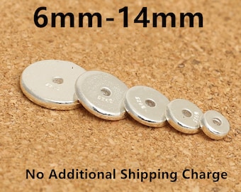 Sterling Silver Round Spacer Beads, 925 Sterling Silver Greek Beads, Disc Beads, Round Beads 6mm 8mm 10mm 12mm 14mm