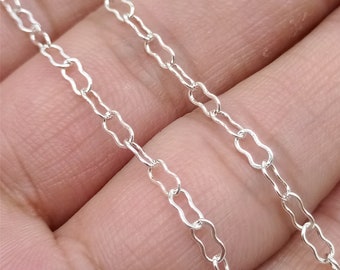 Sterling Silver Crinkle Chain, 925 Silver Unfinished Crinkle Chain for Necklace Bracelet, Bulk Chain Footage 100cm approx 3.28ft