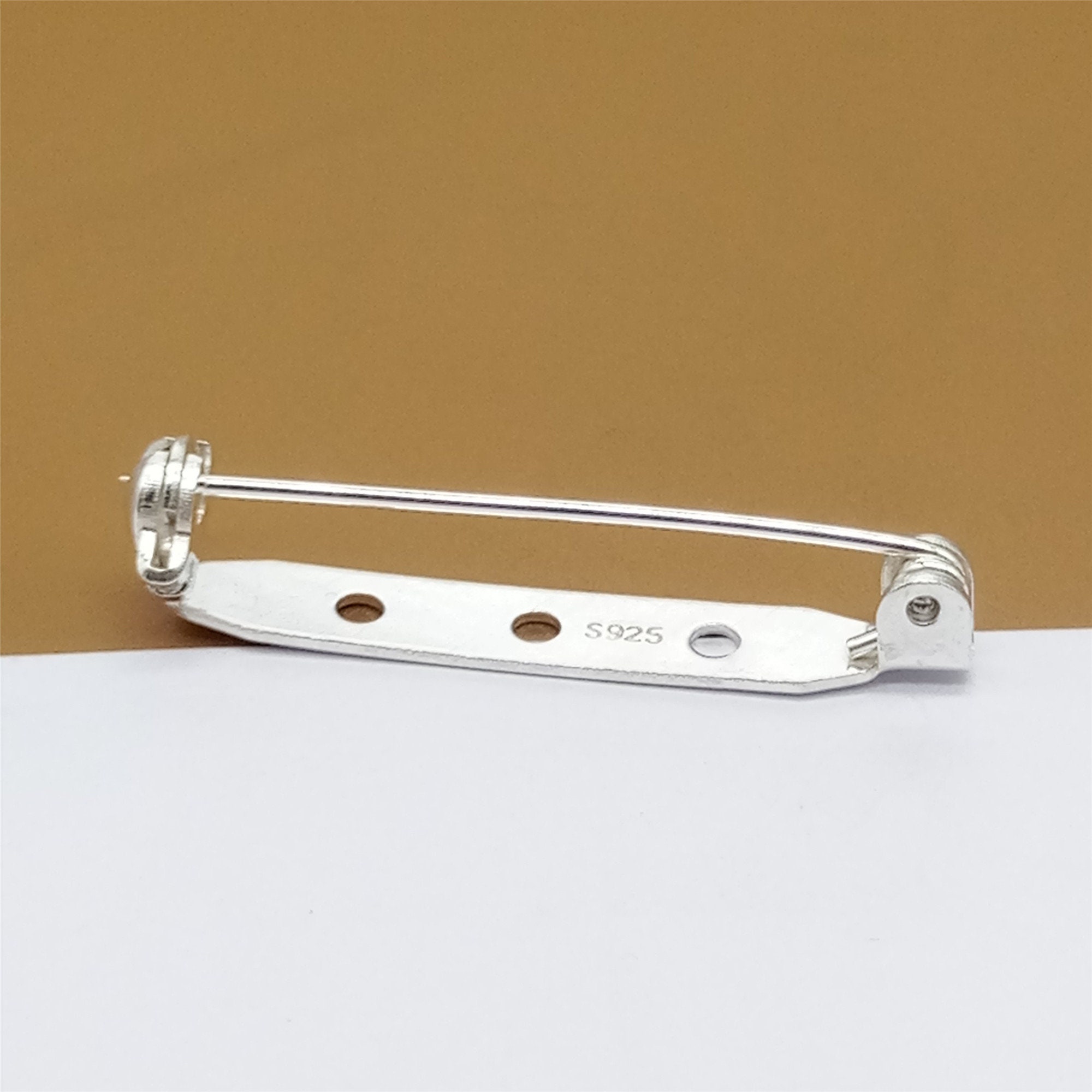 Sterling Silver Brooch Pin Back With 3 Holes 925 Silver Plain Etsy