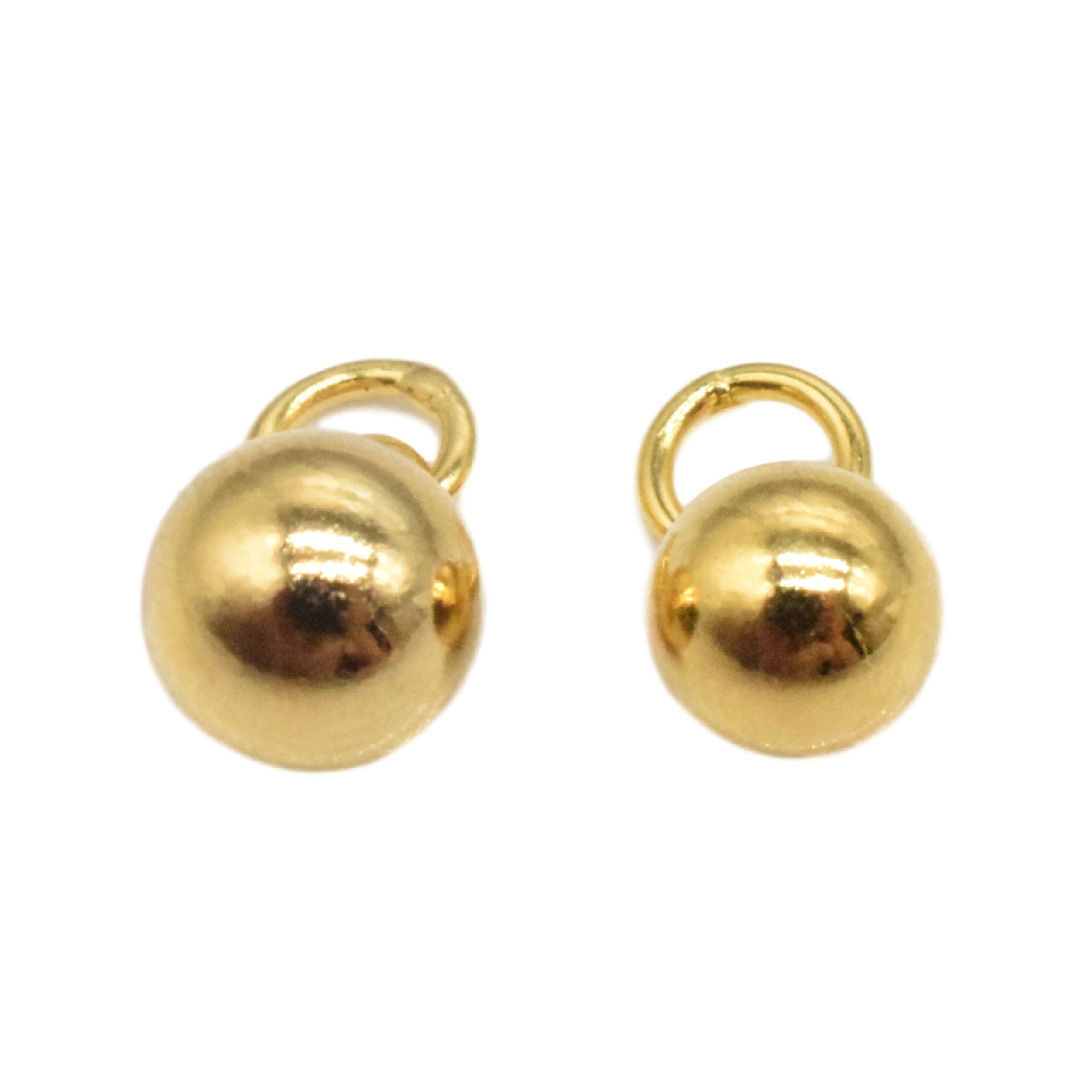 14Kゴールドヴェルメイユスタイルのラウンドボールチャーム6mm 7mm 8mm、925スターリングシルバーボールチャーム、重厚な14Kゴールドメッキ、プレーンボールチャーム