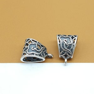 2 Ciondolo a forma di nuvola in argento sterling con anello di congiunzione chiuso, perlina di aggancio in argento 925, gancio con foro grande, gancio per ciondolo, gancio per collana, gancio per charm