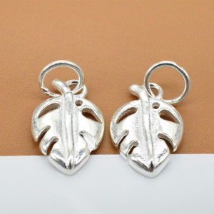 4 Sterling Silver Leaf Charms, Shiny Leaf Charm, 925 Silver Small Leaf Charm, Nature Charm, Bracelet Charm, Necklace Charm