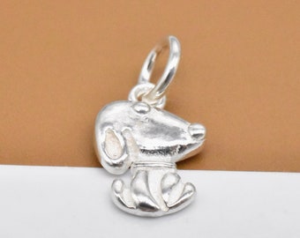 2 dijes de perro de plata de ley, dijes de perro de plata 925, dije de cachorro, dije de perrito, dije de mascota, colgante de perro, dije de animal para collar y pulsera