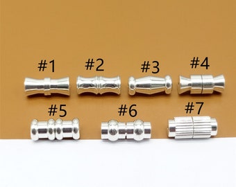 Sterling Silver Screw Clasps, 925 Silver Barrel Screw Clasp, Shiny Plain Clasps for Bracelet Necklace, Clasp Findings