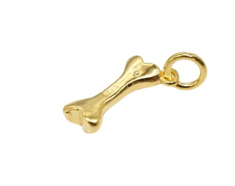 2pcs 18K Gold Vermeil Style Dog Bone Charm, 18K Gold Plated over 925 Sterling Silver Dog Bone Charm, Pet Charm for Bracelet Necklace