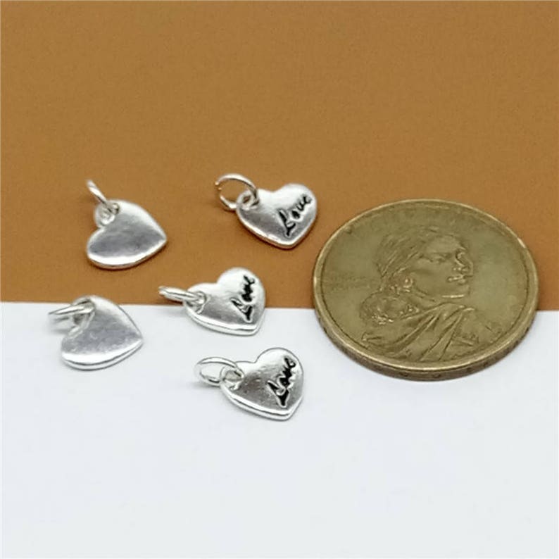 Love Heart Charms JH913 Valentines Charms Heart Charms 5 Sterling Silver Love Charms 925 Silver Love Charms