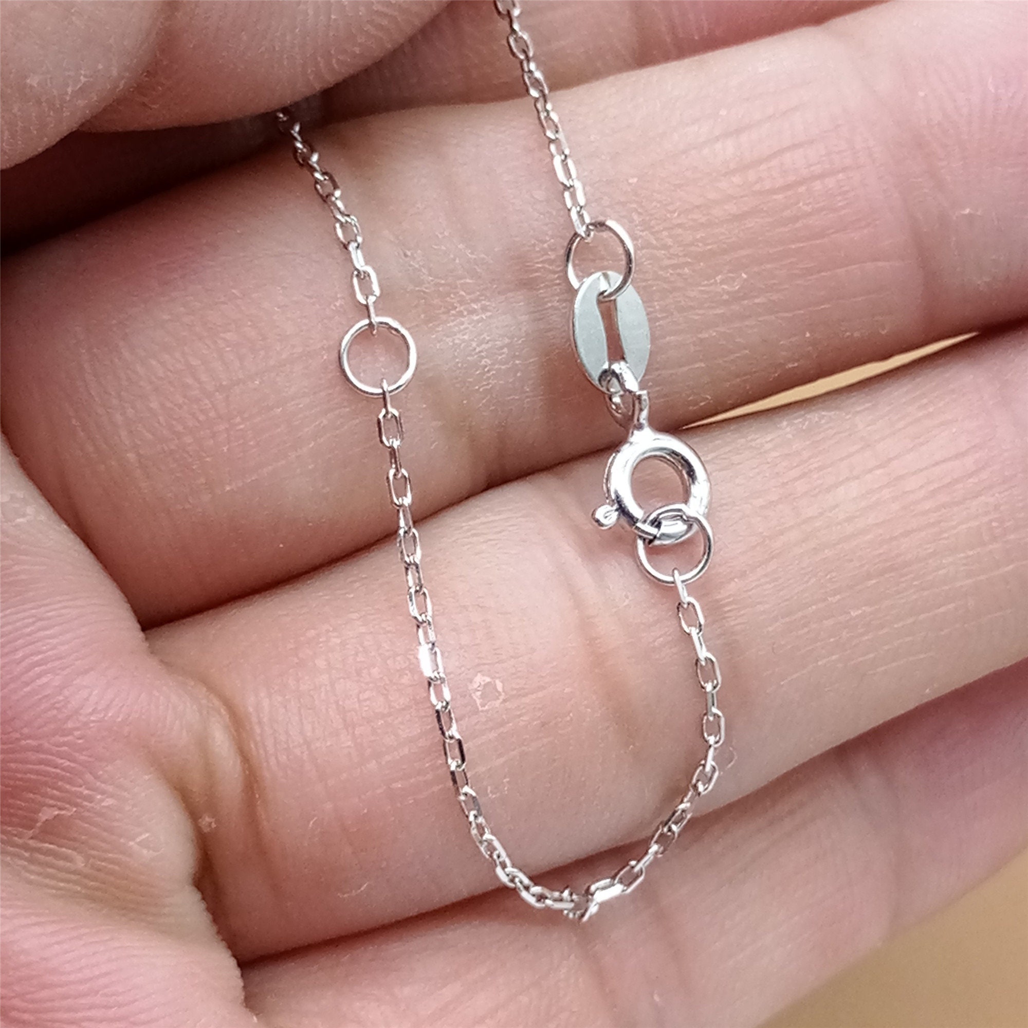 Catena a maglie in argento sterling placcata in rodio, catena a maglie