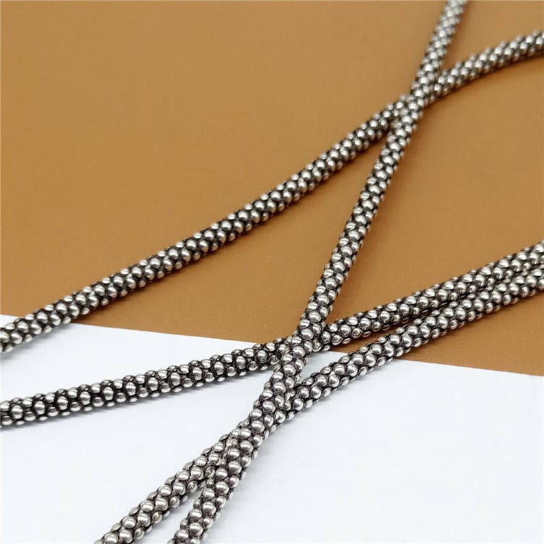 Sterling Silver Popcorn Chain Necklace, Popcorn Necklace Chain, 925 Silver Popcorn Chain 2.8mm 18 20 22 24 26 28 30 32 Inches image 4