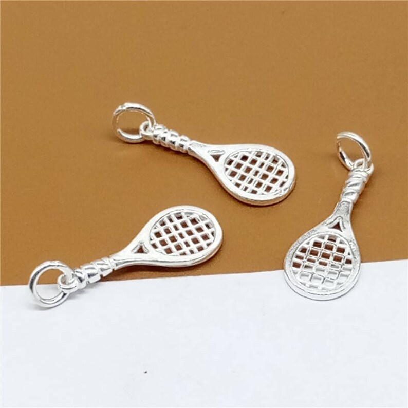 5 Sterling Silver Tennis Racket Charms 925 Silver Tennis Etsy