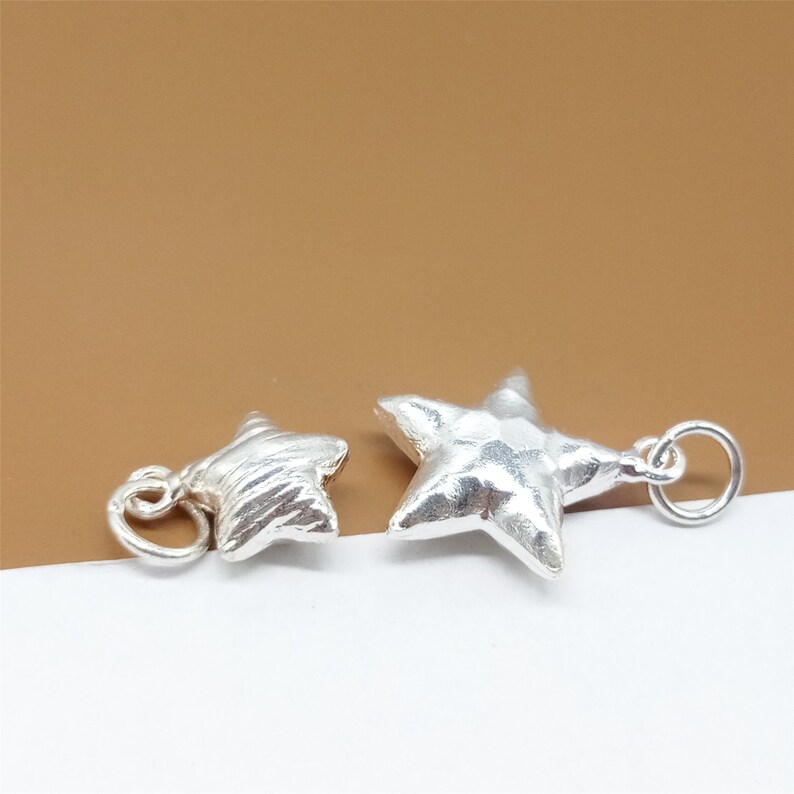 Bracelet Charm 925 Sterling Silver Shiny Pentagram Charm Hammered Pentagram Necklace Charm Star Charm