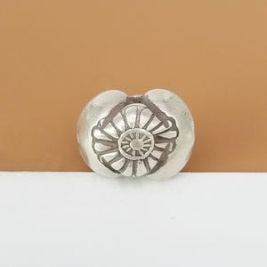 Karen Hill Tribe Silver Daisy Bead 2-Sided, Thai Karen Tribe Silver Flower Bead, Higher Silver Content than 925 Sterling Silver