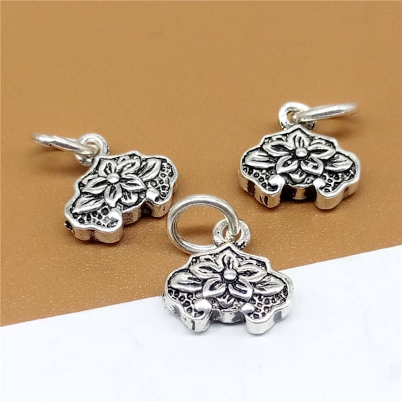 925 Sterling Silver 4-leaf Clover Charm Pendant 24mm x 11mm