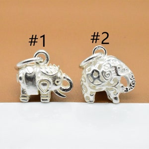 2 Sterling Silver Elephant Charms, Shiny Elephant, 925 Silver Elephant Charms, Necklace Charm, Bracelet Charm, Animal Charm