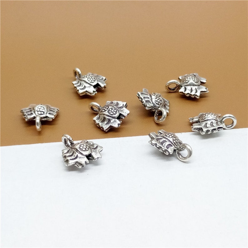 4 Karen Hill Tribe Silver Small Crab Charms TR1468 Higher Silver Content than Sterling Silver