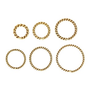 14K Gold Filled Twisted Biegeringe, Gold Filled Spiralring, geschlossener Biegering, Coiled Twisted Rope geschlossener Ring 4 mm 5 mm 6 mm 7 mm 8 mm 10 mm