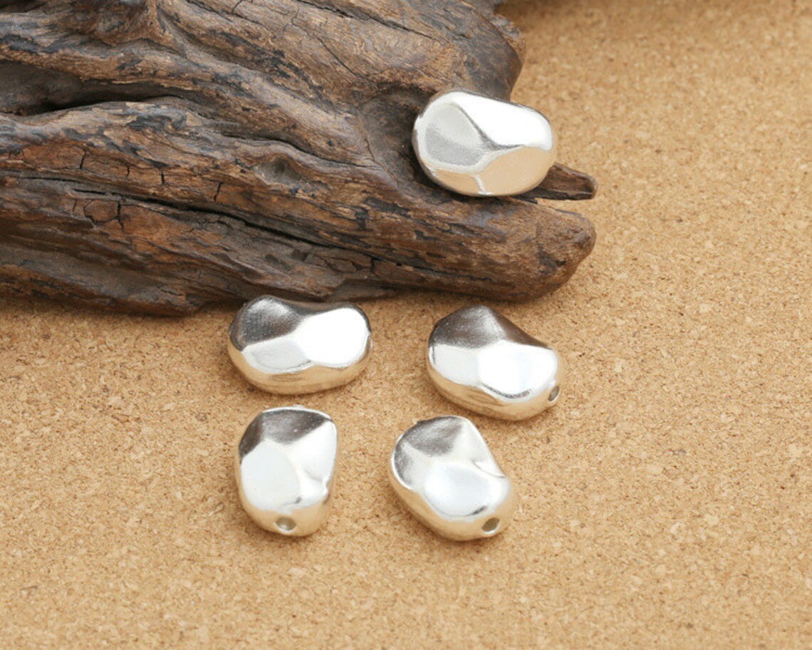 Sterling Silver Nugget Bead Bright Silver Nugget Bead Etsy