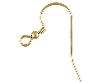 14K Gold Filled Coil Bead Ear Wires, Gold Filled Earring Wires, Earring Components, Earring Hook, Earring Finding, Jewelry Making