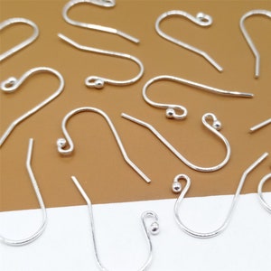 5 Pairs Sterling Silver Ear Wires Ball End, Wire Thickness 0.6mm, 925 Silver Earring Wires, Earring Hooks for Earring Jewelry Making