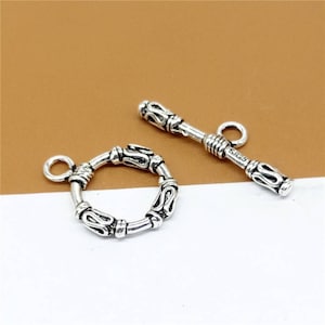 2 Sterling Silver Toggle Clasp, 925 Stering Silver Toggle Clasps, 925 Silver Clasp Connector, Stick and Round