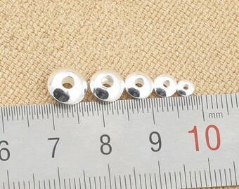 10 Perline In Argento Sterling 925 Con Silicone, Formato UFO E Piattino, 5-8 Mm, Per Bracciali E Collane, ASG2040 - 4