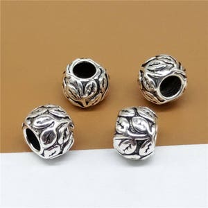 2 Sterling Silver Tree Beads, Sterling Silver Leaf Bead, Sterling Rondelle Bead, Sterling Bail Bead, Sterling European Bead 10mm
