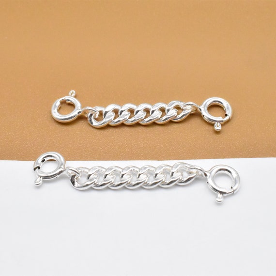 2 Sterling Silver Curb Chain Extensions With Spring Clasp 925
