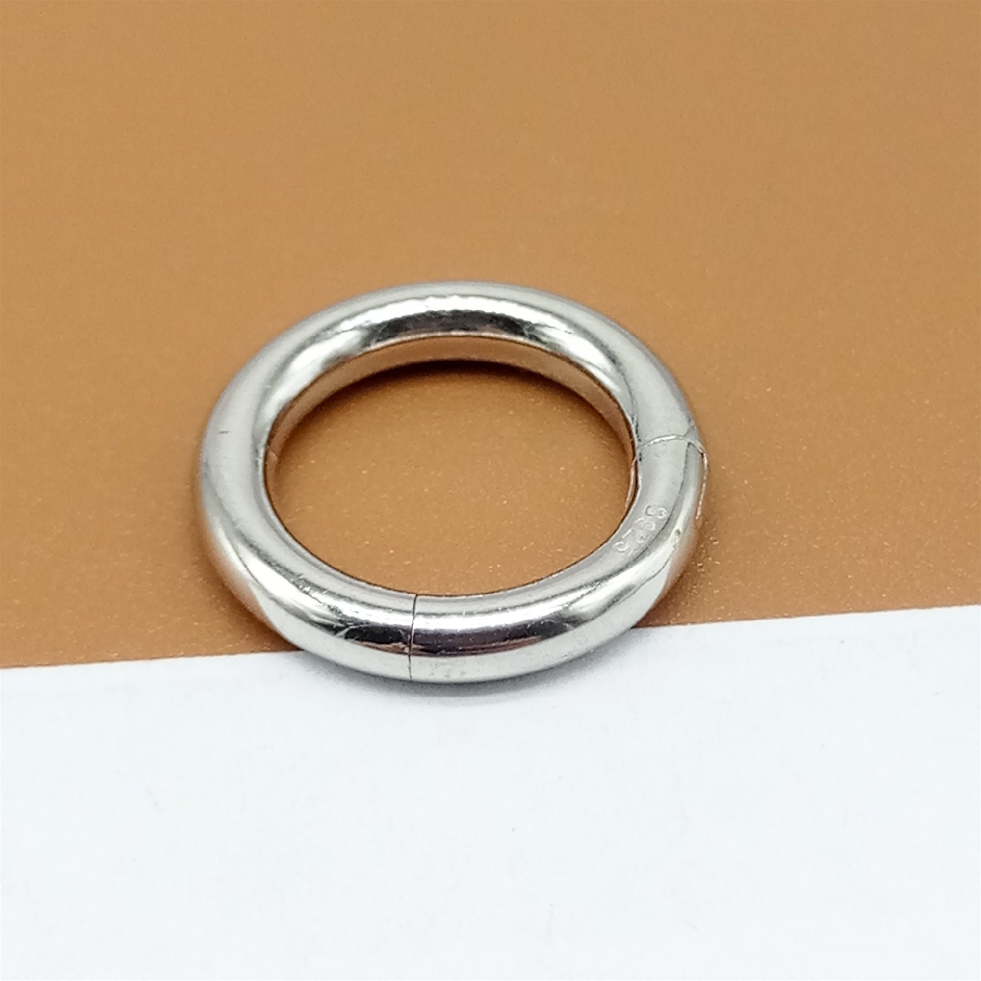 Sterling Silver Circle Hinge Clasp W/ Rhodium Plated, Circle