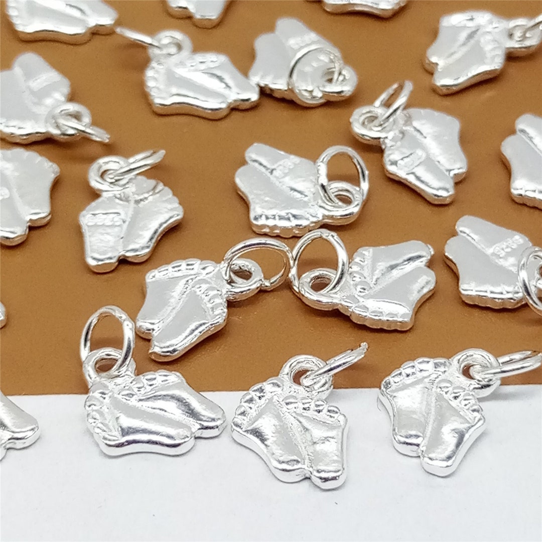 Sterling Silver Footprint Charms, Foot Print Charms, 925