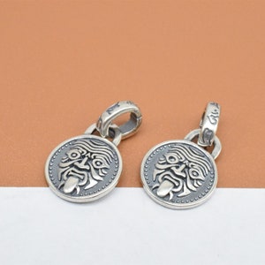 4 Sterling Silver Zashi Lhamo Charms, 925 Silver Fortune Pendant, Buddhist Protector Charm, Tibetan Charm, Bracelet Charm, Necklace Charm