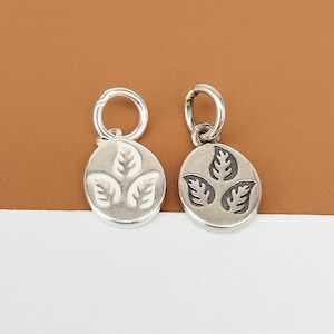 6 Sterling Silver Three Leaf Drop Charm, 925 Silver Leaf Charm, Tree Charm, Nature Charm, Small Plant Pendant, Bracelet Charm Necklace Charm