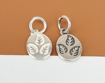 2 sterlingzilveren driebladige druppelbedel, 925-bladzilveren bedel, boombedel, natuurbedel, kleine plant hanger, armband bedelketting bedel