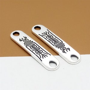 2 Sterling Silver Chinese Incantation Charm Connectors – Protection Against Evil Spirits, 925 Silver Taoist Magic Symbol Charms for Bracelet