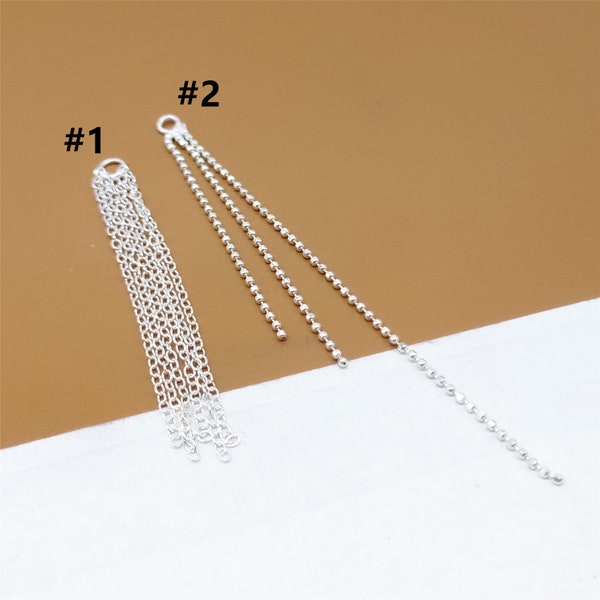 6 Sterling Silver Earring Threaders, Cable Chain Extension, Bead Chain Extender, 925 Silver Ear Thread Drops, Chain Tassels
