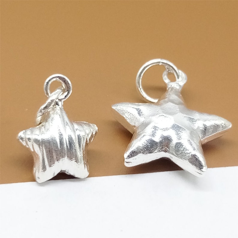 Bracelet Charm 925 Sterling Silver Shiny Pentagram Charm Hammered Pentagram Necklace Charm Star Charm