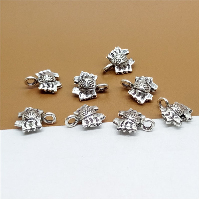 4 Karen Hill Tribe Silver Small Crab Charms TR1468 Higher Silver Content than Sterling Silver