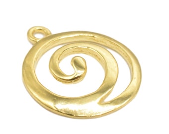 Dije en espiral estilo vermeil de oro de 14 quilates, dije en espiral, dije en espiral de plata de ley 925 con baño de oro de 14 quilates, dije de nautilus, colgante en espiral