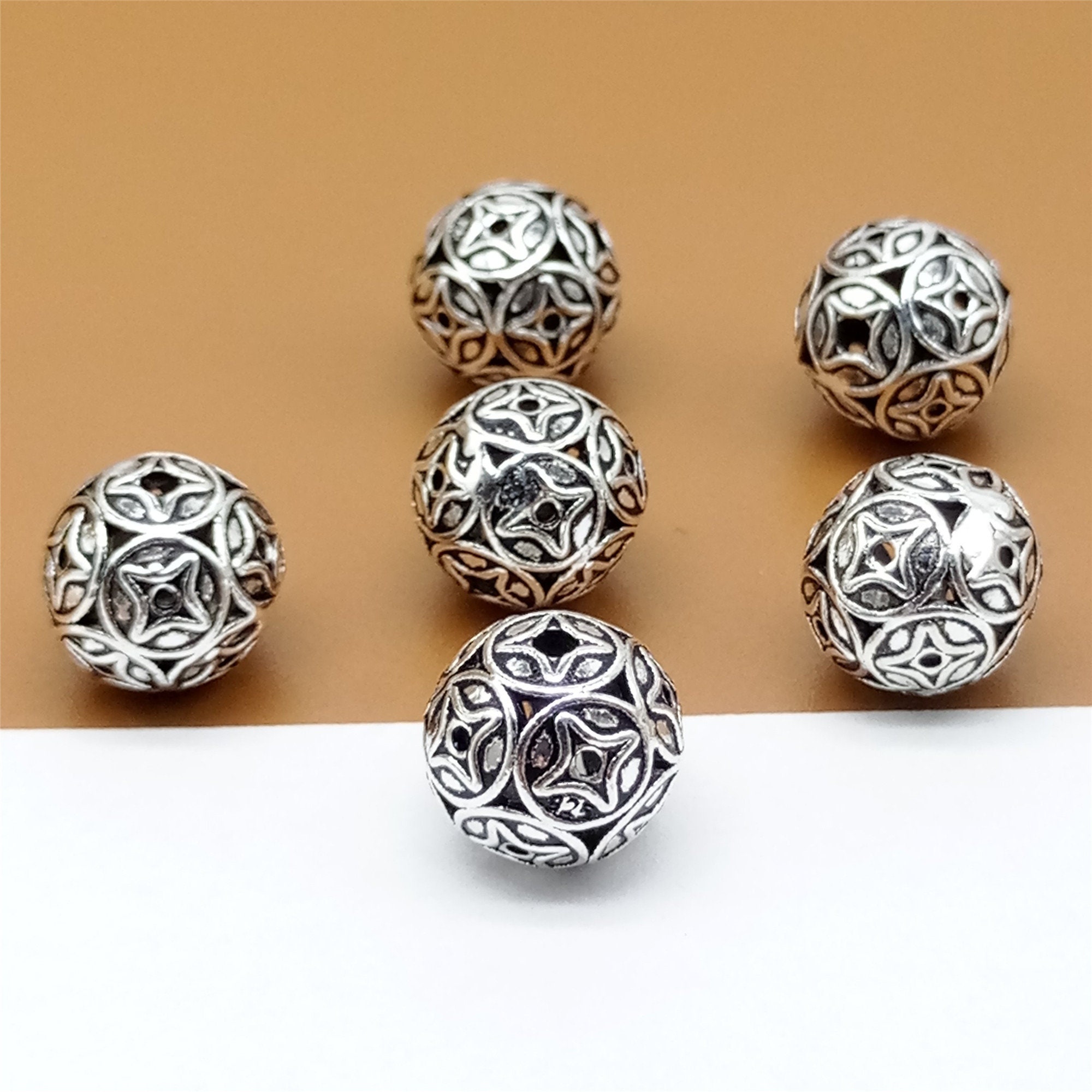 2 Sterling Silver Round Ball Beads 10mm 925 Silver Round Etsy