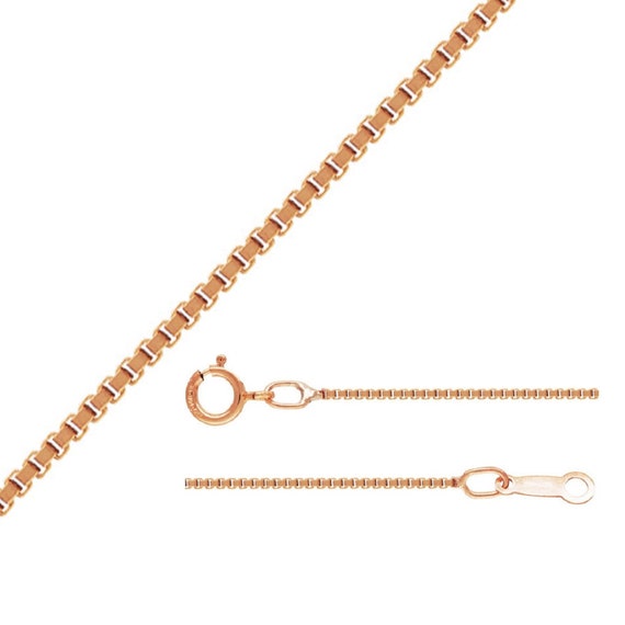 Collar De Cadena De Caja En Oro Rosa 14K - Ajustable Hasta 22", 0.85mm, 3.3g, Estilo Sólido