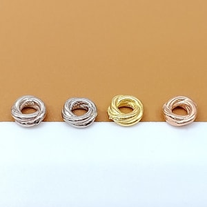 30 Sterling Silver Twist Beads, 925 Silver Spiral Spacer Bead, Twisted Bead Spacer, Gold Plated Ring Bead, Rhodium Plated Bead 3mm 4.4mm