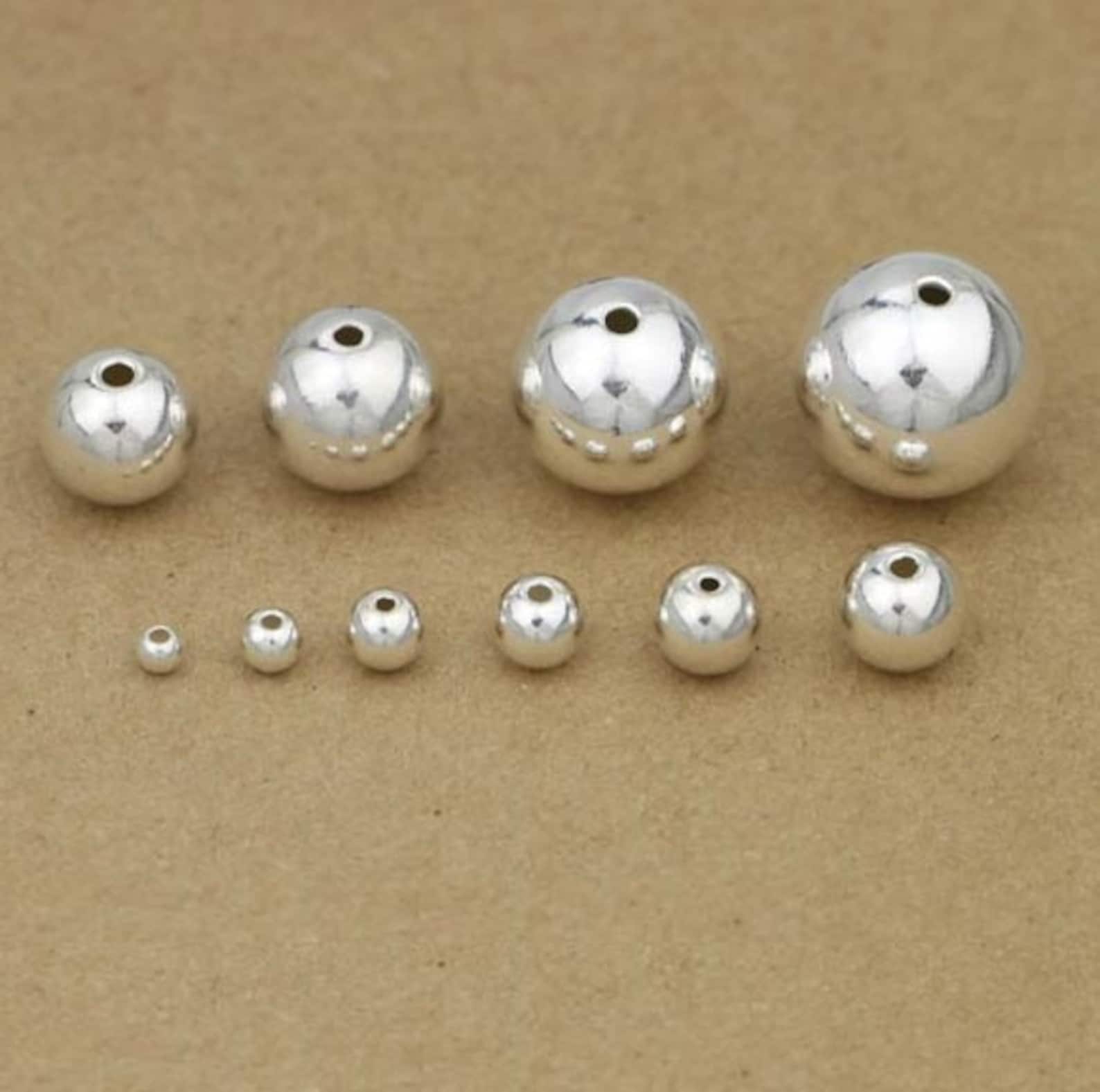Sterling Silver Beads Sterling Silver Seamless Round Ball Etsy