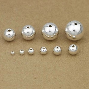 Sterling Silver Beads, Sterling Silver Seamless Round Ball Beads, 925 Silver Round Bead, Bracelet Bead, Necklace Bead 2mm 22mm image 3