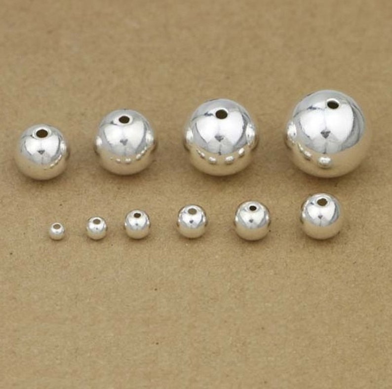 Sterling Silver Beads, Sterling Silver Seamless Round Ball Beads, 925 Silver Round Bead, Bracelet Bead, Necklace Bead 2mm 22mm image 3