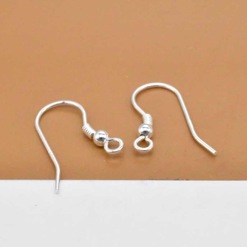 May include: Two silver earring hooks with a small ball at the top of the hook.
