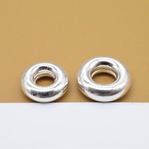 8 Sterling Silver Donut Beads, 925 Silver Tire Bead, Donut Spacer, Hollow Round Donut Bead, Bracelet Bead, Necklace Bead 8mm 9mm