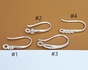 5prs Sterling Silver Earring Hooks w/ CZ, 925 Silver Ear Wire Hook, Earring Wire Hook, Earring Components, Jewelry Making