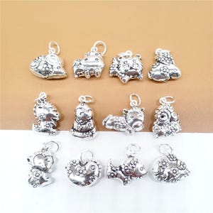 Sterling Silver Chinese Zodiac Charm, 925 Silver Charm Rat Ox Tiger Rabbit Dragon Snake Horse Goat Monkey Rooster Dog Pig image 5