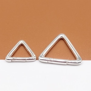 Sterling Silver Triangle Push Clasps, 925 Silver Geometry Triangle Clasp, Shiny Spring Gate Clasp, Hinged Clasp, Necklace Holder Clasp